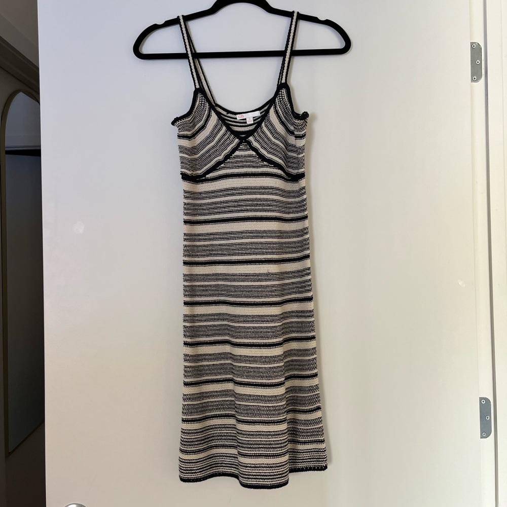 Gianni Bini Striped Knit Cream and Black Dress